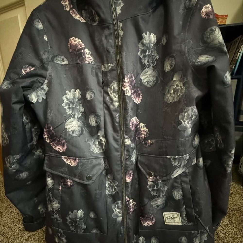 Volcom Floral Ski & Snow Jacket - Black and Purple